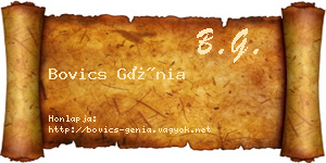 Bovics Génia névjegykártya